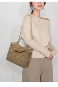 Women's woven shoulder bag fashion stylish casual crossbody tote textured handbag daily use