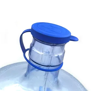 Blue silicone gallon water jug cap dust cover universal leak-proof dispenser bottle lid.