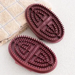 Meridian massage brush for body slimming and scraping tool in deep red oval silicone
