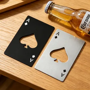 Edelstahl Pik Ass Spielkarten Flaschenöffner Scheckkartenformat Metall Bieröffner Tool