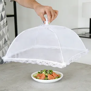 Cubierta de Alimentos de Malla Antimoscas Plegable Carpa de Verduras de Encaje Cuadrado Cocina Mesa de Comedor Protección a Prueba de Polvo Red de Paraguas