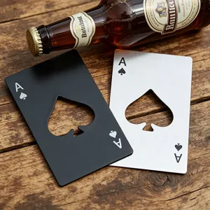 Edelstahl Pik As Flaschenöffner im Kreditkartenformat Bieröffner Set schwarz silber