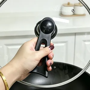 Ergonomic standable pot lid handle replacement, universal kitchen cookware accessory in black.