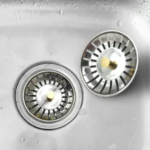 Filtre et bouchon d'évier de cuisine en acier inoxydable vue détaillée pour utiliser
