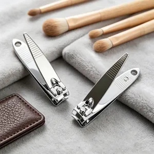Stainless steel home nail clipper with built-in nail file, anti-splashing design, sharp and durable.