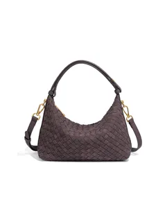 Suede Woven Hobo Bag Retro Underarm Shoulder Crossbody Bag Large Capacity Dumpling Bag