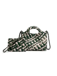 Handgeflochtene PU-Leder Korb Tasche Für Damen Kleine Umhängetasche Street Fashion Tägliche Handtasche Geflochtene Tote Bag