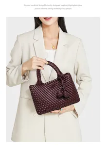 Elegante geweven lederen handtas voor dames Stijlvolle handtassen tote tas klassiek
