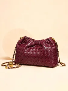 Hand Woven Shirred Cloud Bag PU Leather Chain Crossbody Shoulder Bag For Women Vintage Minimalist Fashion Clutch