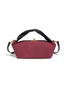 Vintage Wildleder Handtasche Damen Knotengriff Schultertasche Retro Umhängetasche Chic Pendler Mini Quadratische Tasche Kosmetiktasche