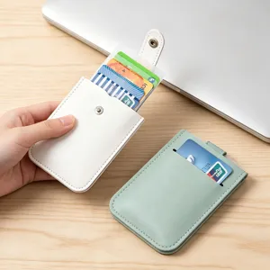 PU leather card holder pull-out multi-slot ID credit card case organizer slim wallet.
