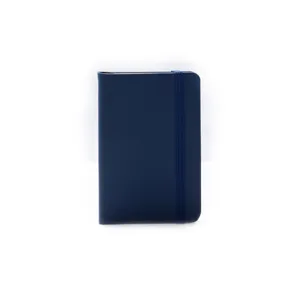Carnet rigide A6 uni avec bande elastique verticale, journal bleu marine pour bureau et ecole.