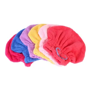 Suave gorro de secado de pelo de forro polar, turbante de ducha absorbente rápido.