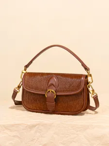 Französische Retro Rindsleder Kuhfell Baguette Schultertasche Damen Luxus Handtasche