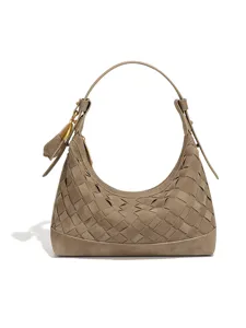 Sac epaule hobo tisse en suede pour femme elegante pochette croissant sac a main