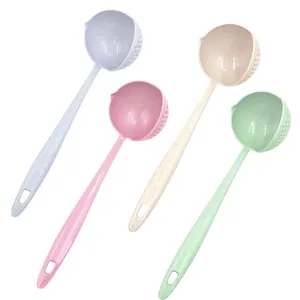 Wheat straw 2-in-1 soup ladle colander, long handle kitchen spoon for hot pot home cooking.