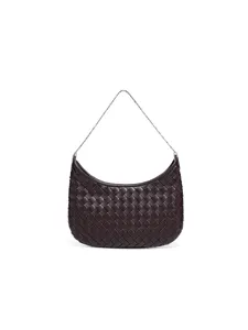 Damen Gewebte PU Leder Hobo Tasche Nische Design Geflochtene Achseltasche Mit Metallkette Halbmond Umhängetasche Handtasche