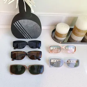 Mode Quadratische Sonnenbrille Für Damen Herren Kettenelement Rechteckige Brille Vintage Minimalistische Sonnenschutzbrille