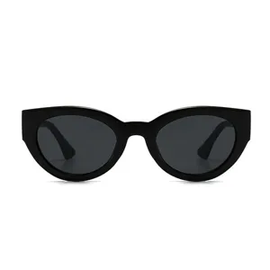 Classic black cat-eye sunglasses for men and women, trendy small frame uv protection shades.