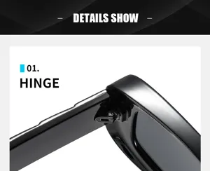 Nahaufnahme des stabilen Scharniers und breiten Bügels der trendigen Sonnenbrille.