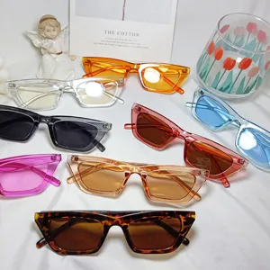 Trendy cat eye sunglasses for women with colorful transparent frames stylish street fashion sun glasses UV400.