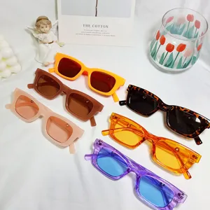 Retro rechteckige Geleefarbe Sonnenbrille, trendige schmale Fassung Sonnenbrille für Damen Mode.