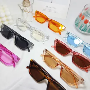 Trendy cat eye sunglasses for women, stylish narrow frame sun glasses for street snap, multi colors.