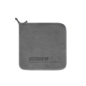 Grey microfiber car cleaning cloth detail, double-sided absorbent towel for glass.