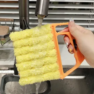 Chenille blinds cleaning brush with orange handle for dust removal and air vent cleaning.