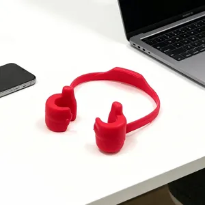 Red plastic thumb phone stand desk mobile holder lazy bracket for video watching online class