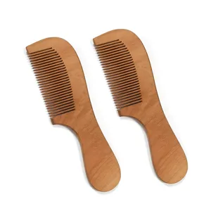 Portable solid wood comb set, anti-static peach wood hair comb for daily home use.