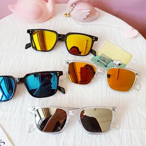 Trendy Square Frame Sunglasses For Men Women Retro Acetate Colorful Lens UV400 Protection Fashion Hip Hop Shades Sun Glasses
