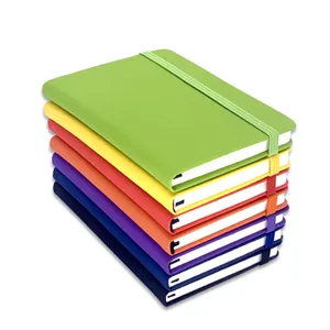 Colorful A5 hardcover notebook with elastic closure band, ideal journal and diary for students and office.