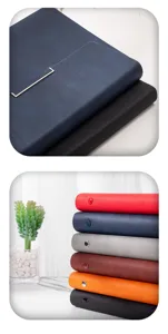 Detailansicht des A5 Loseblatt Leder-Notizbuchs, feine Textur, Metallverschluss und bunte Auswahl.