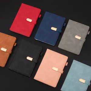A5 Business Notebook PU Leather Journal With Magnetic Buckle Ribbon Bookmark Office Writing Diary Notebook Gift Set