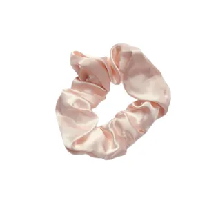 Pink satin hair scrunchie, elegant vintage hair accessory for women and girls ponytail.