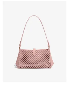 Rosa gewebte Leder Umhängetasche schicke hohle Baguette Tasche stilvolle Damenhandtasche.