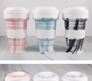 Silikon zusammenklappbarer Becher tragbarer Reise-Kaffeebecher fuer den taeglichen Gebrauch.