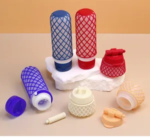 Travel silicone squeeze bottles set for shampoo lotion, portable refillable containers.