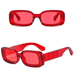 Trendige rote dick gerahmte Sonnenbrille für Damen und Herren, Retro Quadrat Sonnenbrille.
