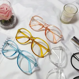Trendy transparent large frame optical glasses, stylish clear frames for daily wear.