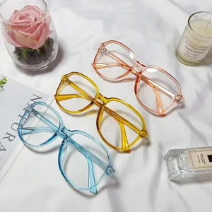 Transparent large frame fashion flat light glasses clear optical glasses set for women