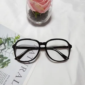 Fashion large frame black optical glasses stylish clear flat light eyewear detail display