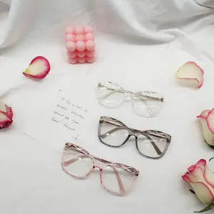 Stylish TR90 cat eye eyeglasses frame for women, clear pink and grey optical glasses online.
