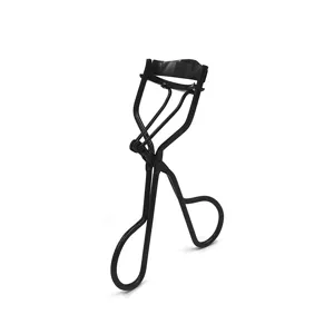 Piegaciglia nero portatile con impugnatura ergonomica e cuscinetto in silicone per ricci naturali.