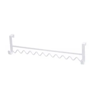 White metal bunk bed hanging rack over door hook storage organizer for dorm room.