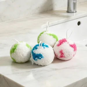 Boule de Nettoyage de Salle de Bain Polyester Absorbant Brosse de Nettoyage d'Évier Outil de Nettoyage de Toilette avec Cordon de Suspension
