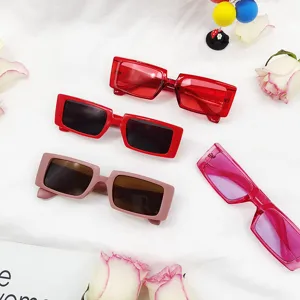 Trendy rectangular sunglasses for women and men, stylish ins retro sun glasses collection.
