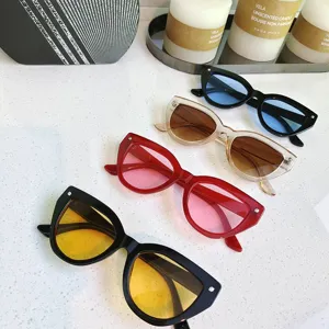 Trendy small frame cat eye sunglasses for women and men, stylish retro UV400 sun glasses.
