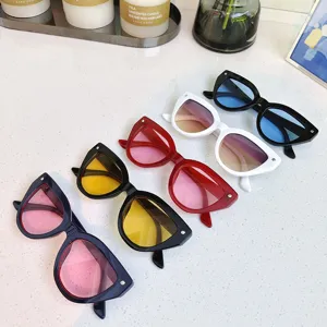 Trendy cat eye sunglasses for women and men, UV protection stylish small frame shades.